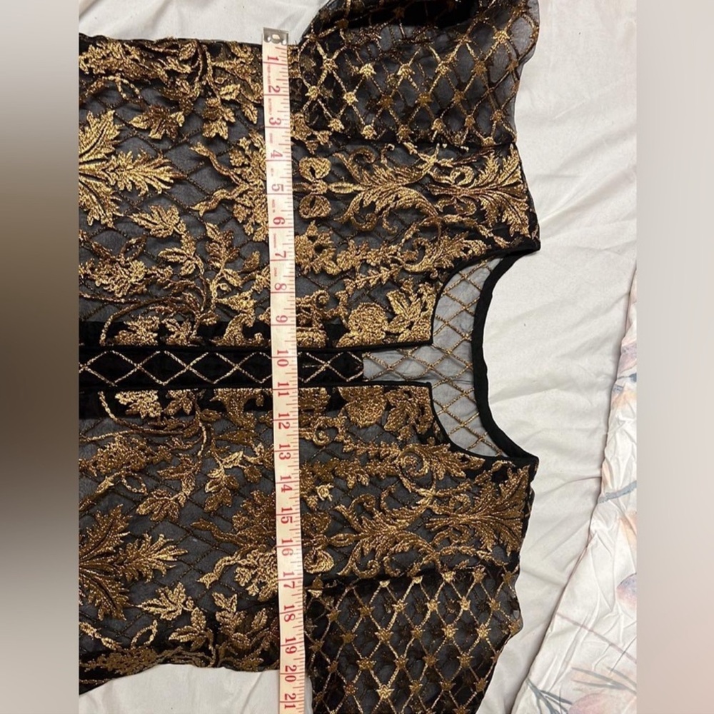 Elegant Black and Gold Lace Top